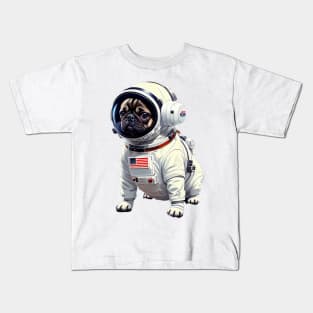 Pug-tastic Space Explorer in a Futuristic Suit Kids T-Shirt